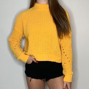 Yellow Cropped Sweater